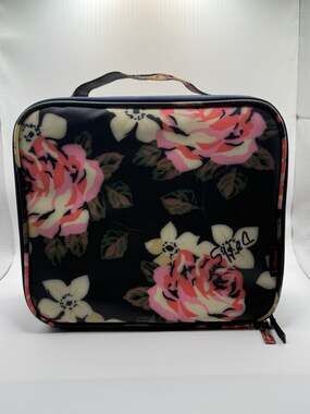 Floral Print Professional Cosmetic Makeup Train Case Organizer